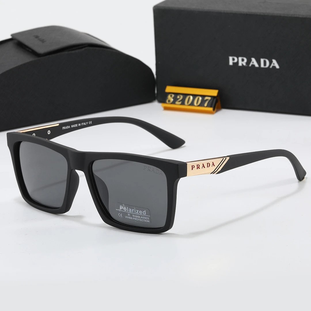 Prada Black Tinted Lens Square Sunglasses, Polished Frame Style 28