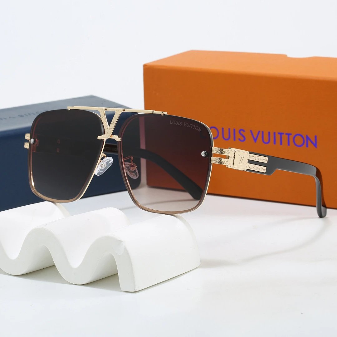 Louis Vuitton Brown Tinted Lens Square Sunglasses, Polished Frame Style 23
