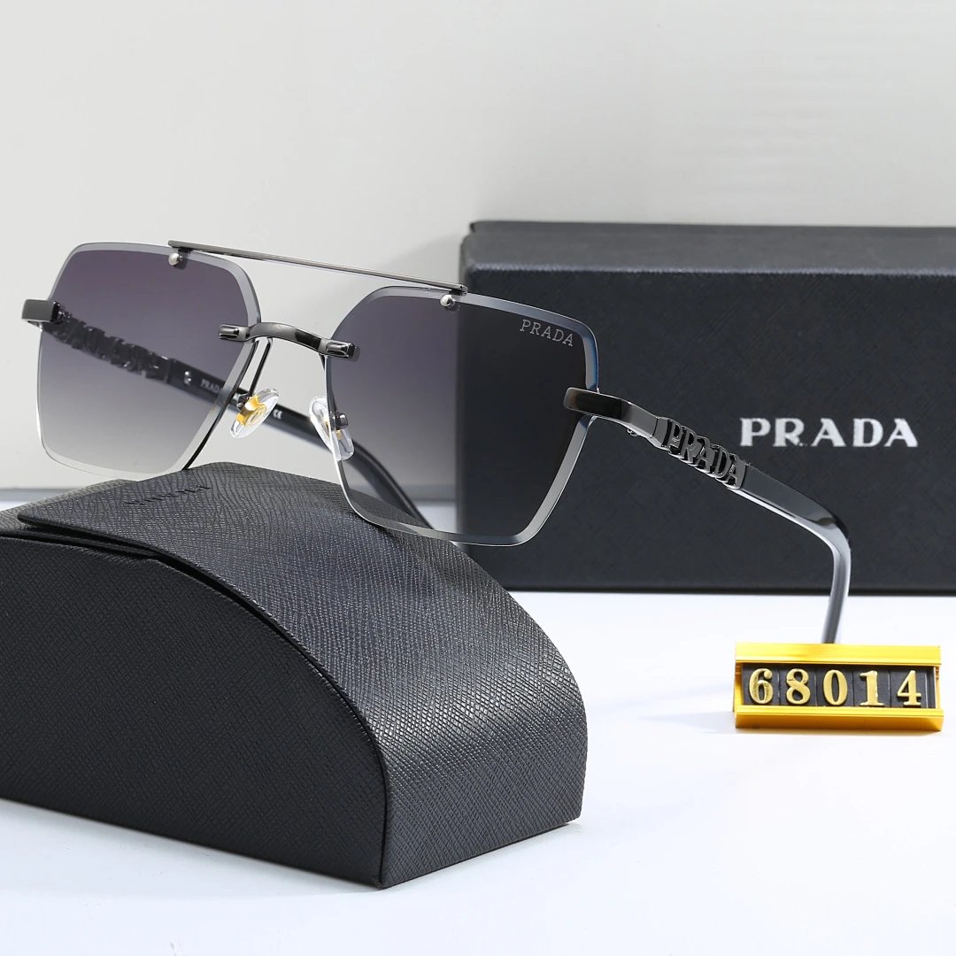 Prada Black Tinted Lens Square Sunglasses, Polished Frame Style 11