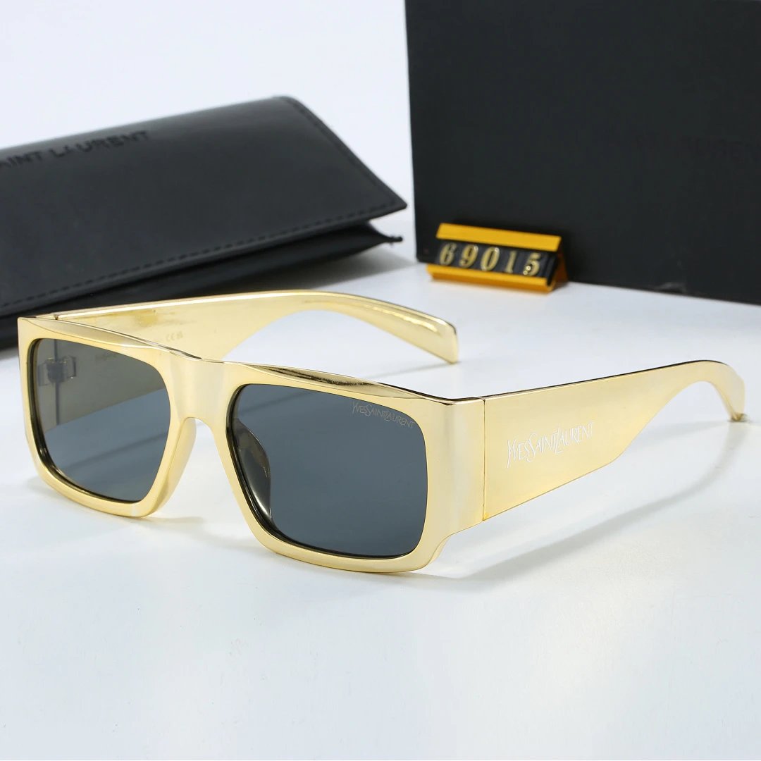 Saint Laurent Black Tinted Lens Square Sunglasses, Polished Frame Style 24