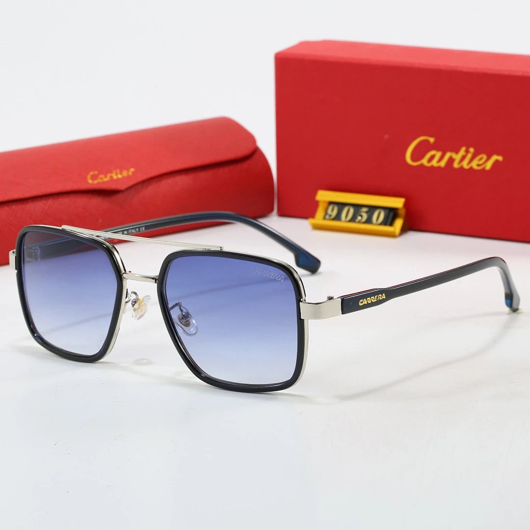 Cartier Red Tinted Lens Geometric Sunglasses, Polished Frame Style 05