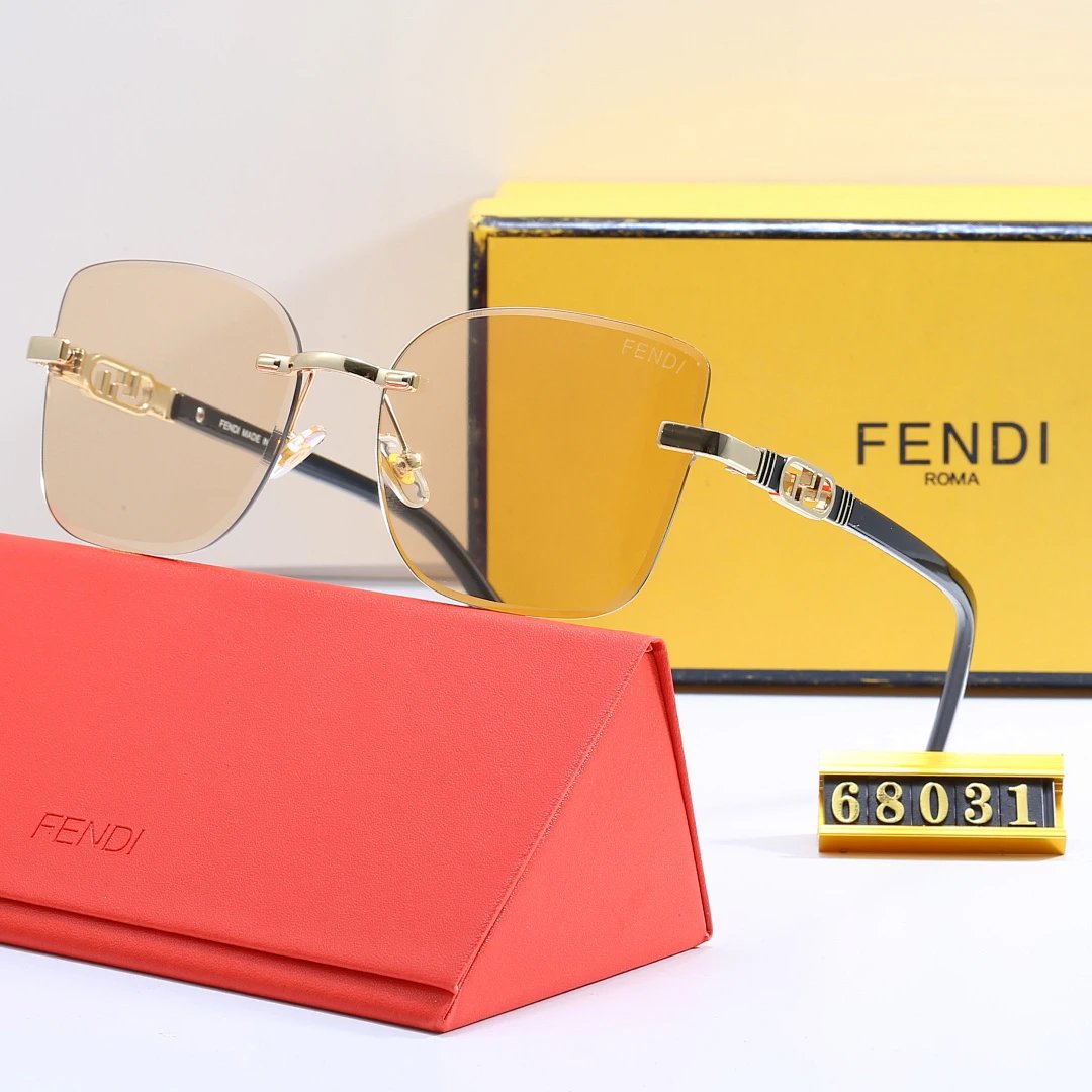 Fendi Brown Tinted Lens Square Sunglasses, Polished Frame Style 05