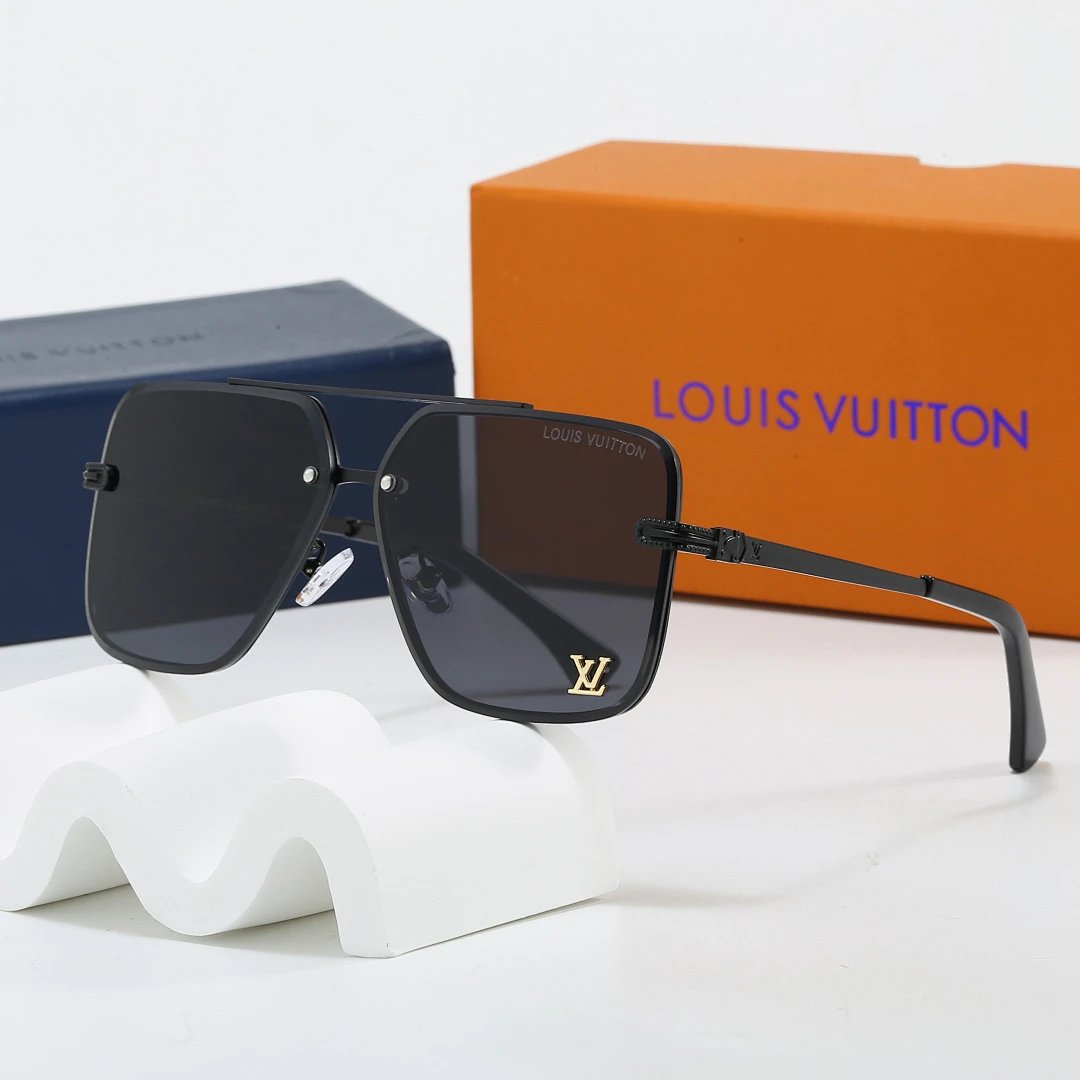 Louis Vuitton Brown Tinted Lens Square Sunglasses, Polished Frame Style 14