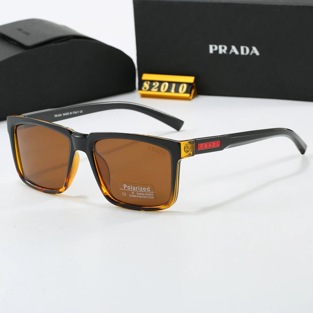 Prada Black Tinted Lens Square Sunglasses, Polished Frame Style 10