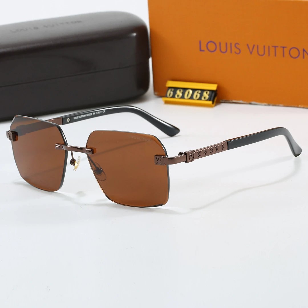 Louis Vuitton Brown Tinted Lens Square Sunglasses, Polished Frame Style 35