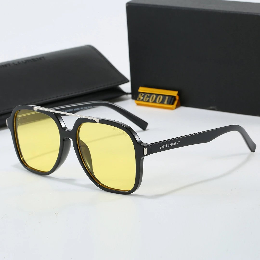 Saint Laurent Black Tinted Lens Square Sunglasses, Polished Frame Style 14