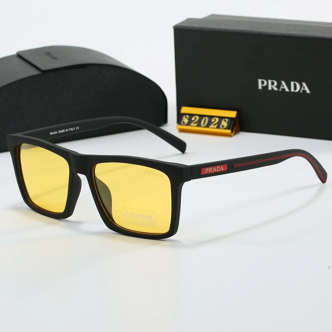 Prada Black Tinted Lens Square Sunglasses, Polished Frame Style 19