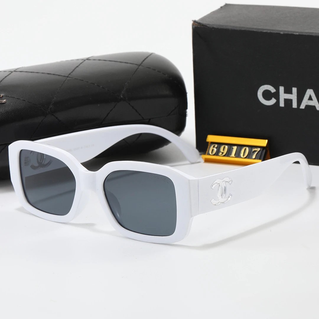 Chanel Black Tinted Lens Square Sunglasses, Polished Frame Style 07