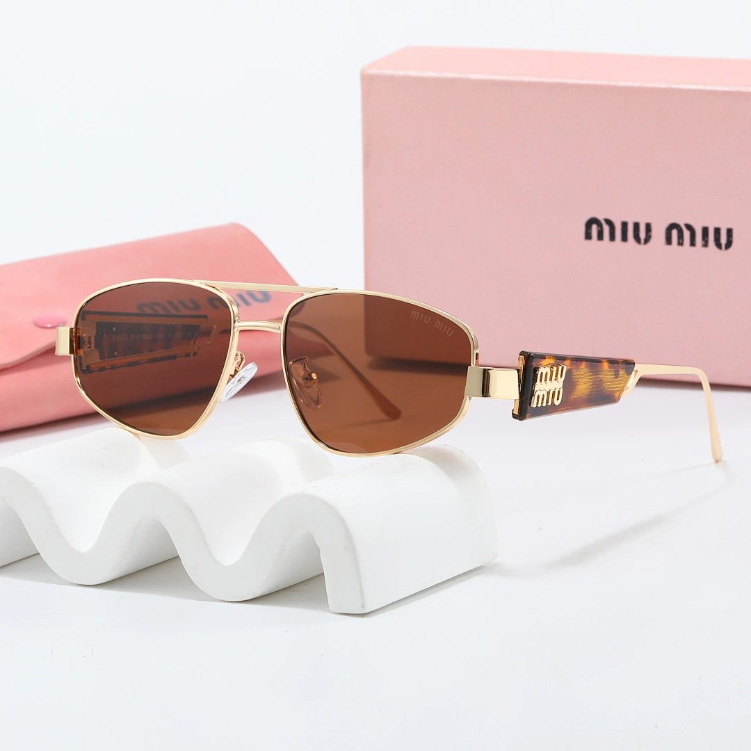 Miu Miu Brown Tinted Lens Square Sunglasses, Polished Frame Style 19