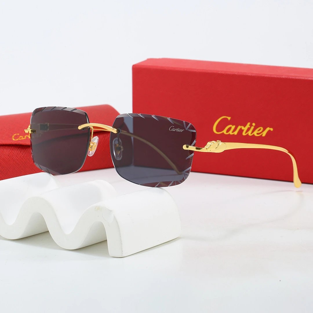 Cartier Red Tinted Lens Geometric Sunglasses, Polished Frame Style 07