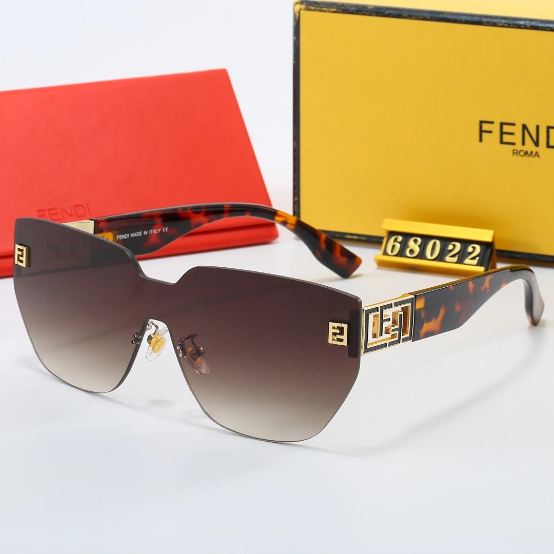 Fendi Brown Tinted Lens Square Sunglasses, Polished Frame Style 16