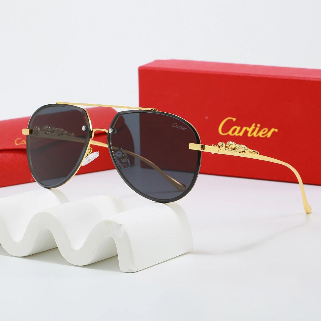 Cartier Red Tinted Lens Geometric Sunglasses, Polished Frame Style 08