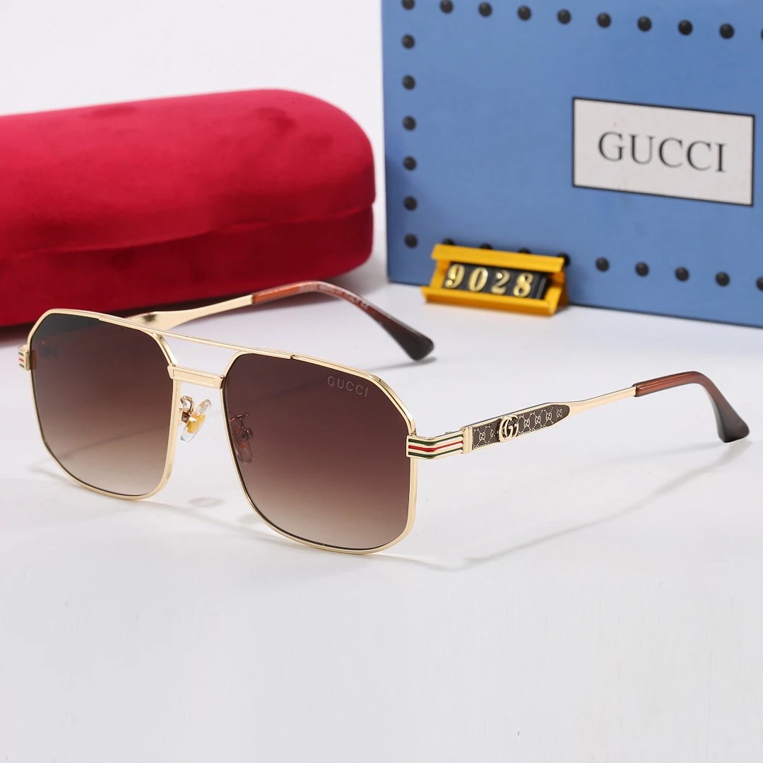 Gucci Brown Tinted Lens Square Sunglasses, Polished Frame Style 33