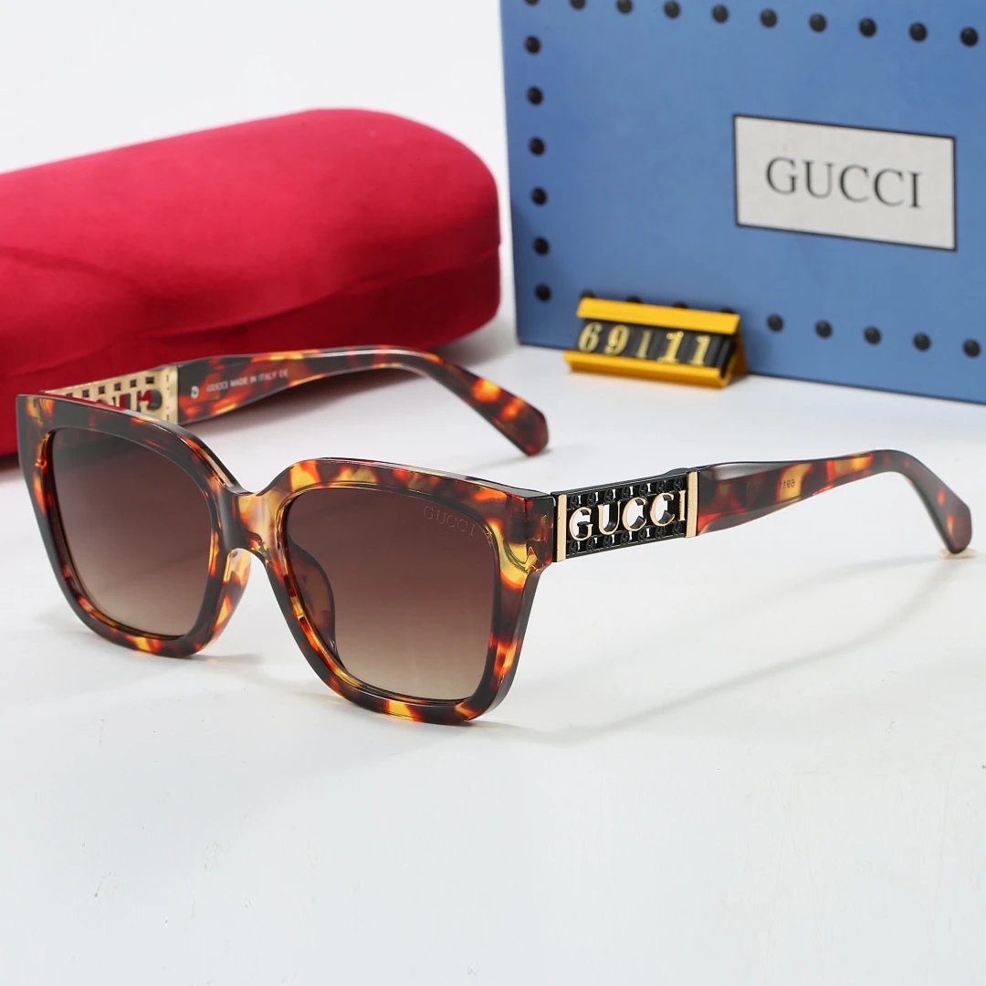 Gucci Brown Tinted Lens Square Sunglasses, Polished Frame Style 20