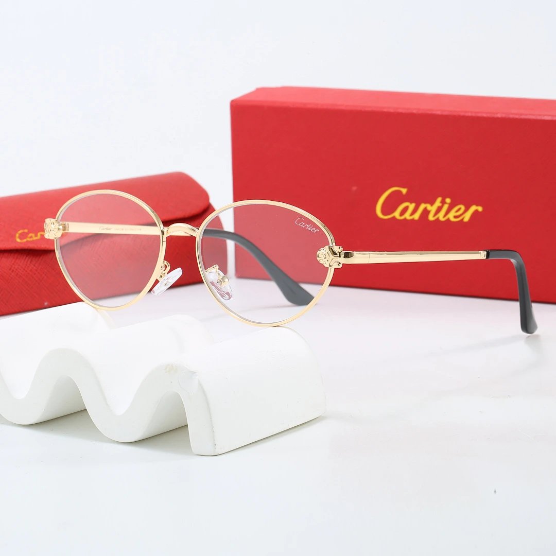 Cartier Red Tinted Lens Geometric Sunglasses, Polished Frame Style 01