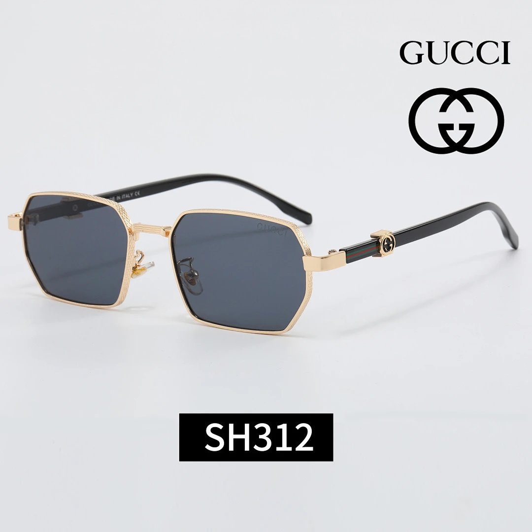 Gucci Black Tinted Lens Square Sunglasses, Polished Frame Style 23