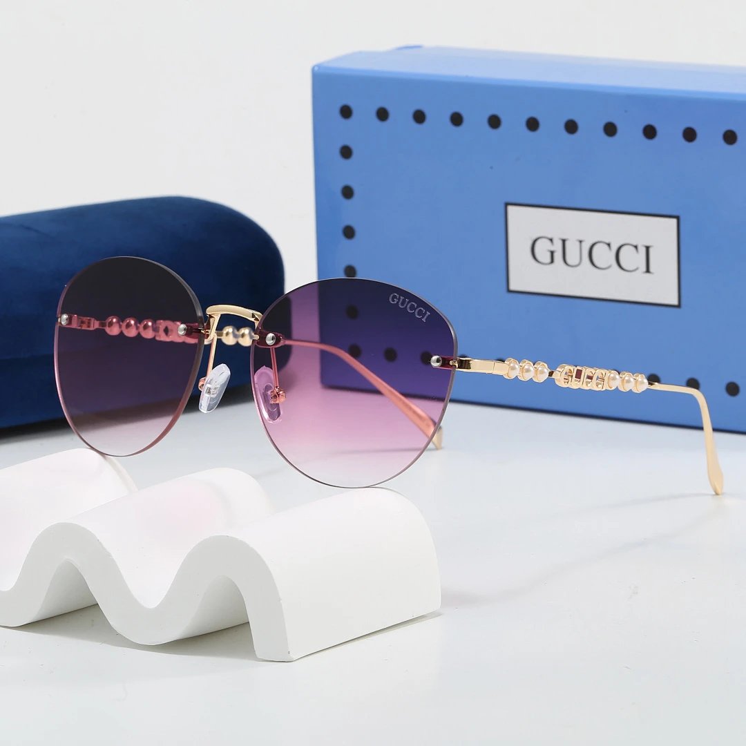 Gucci Blue Tinted Lens Square Sunglasses, Polished Frame Style 31