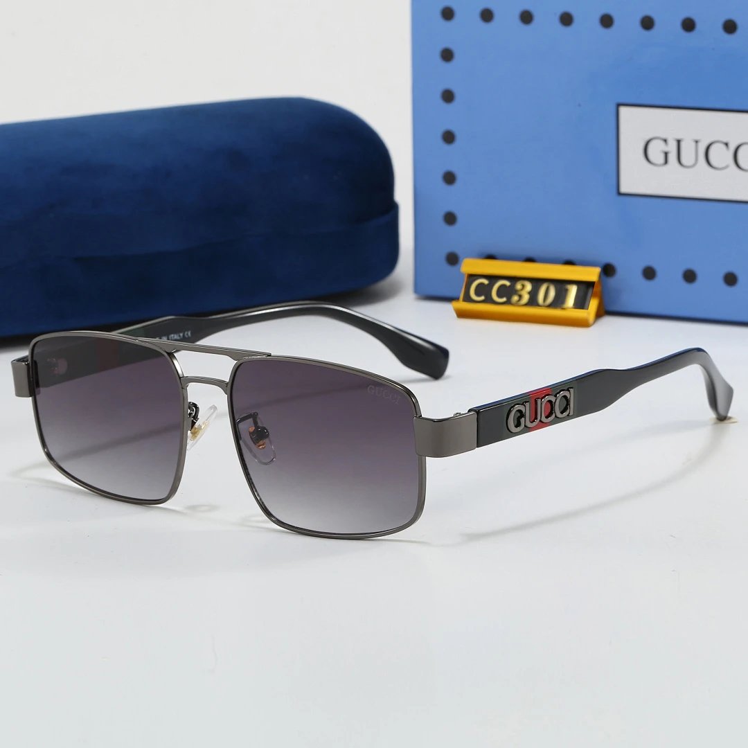 Gucci Blue Tinted Lens Square Sunglasses, Polished Frame Style 21