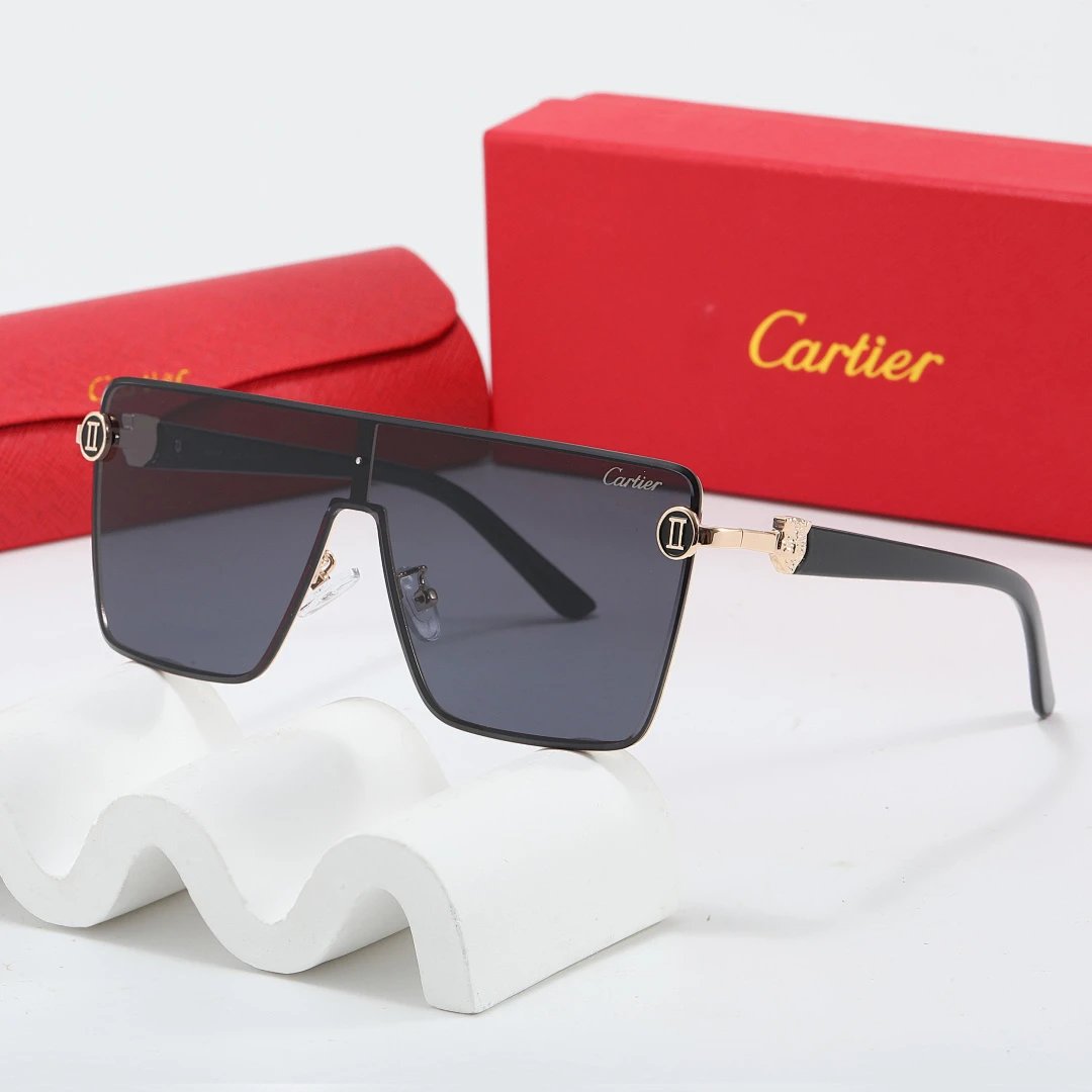 Cartier Red Tinted Lens Geometric Sunglasses, Polished Frame Style 12