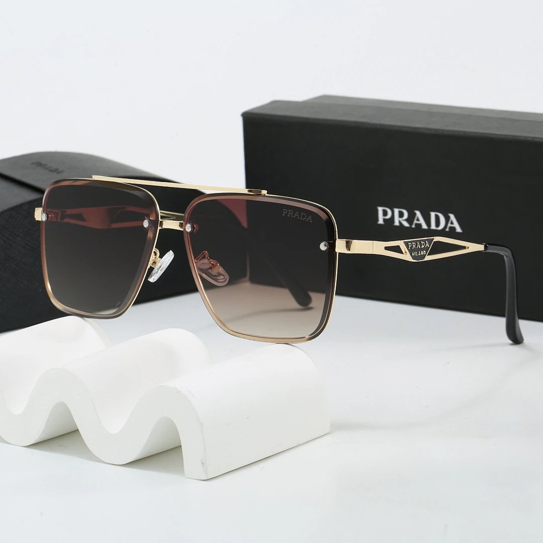 Prada Black Tinted Lens Square Sunglasses, Polished Frame Style 25