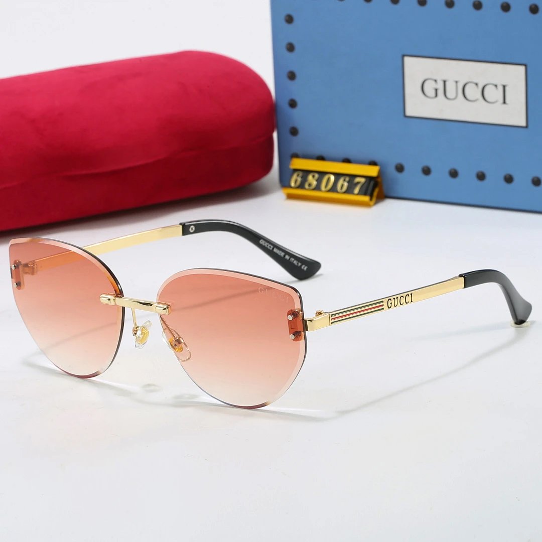Gucci Tinted Lens Square Sunglasses, Polished Frame Style 27