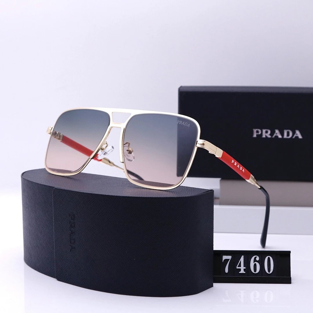 Prada Black Tinted Lens Square Sunglasses, Polished Frame Style 09