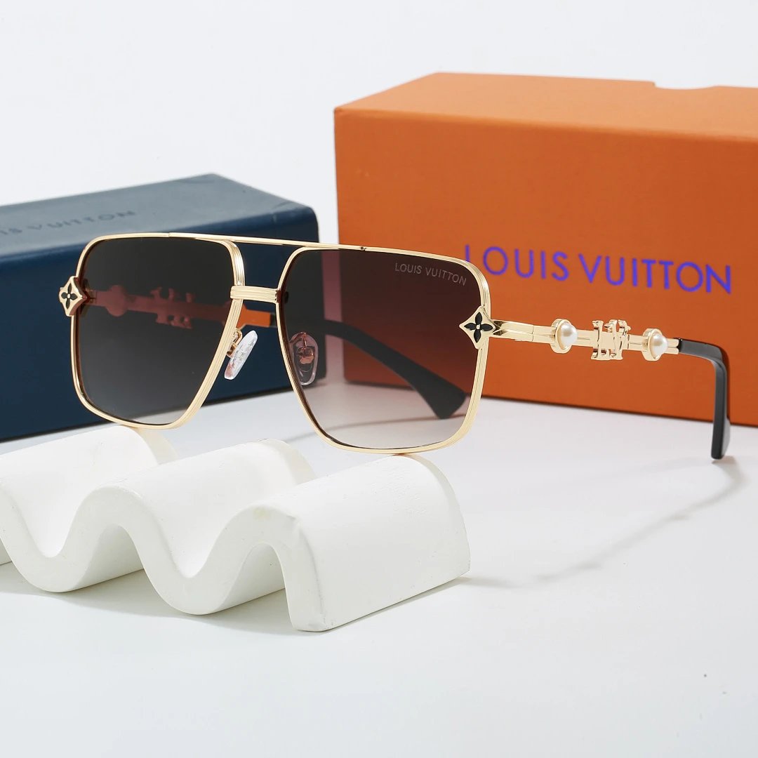 Louis Vuitton Brown Tinted Lens Square Sunglasses, Polished Frame Style 19