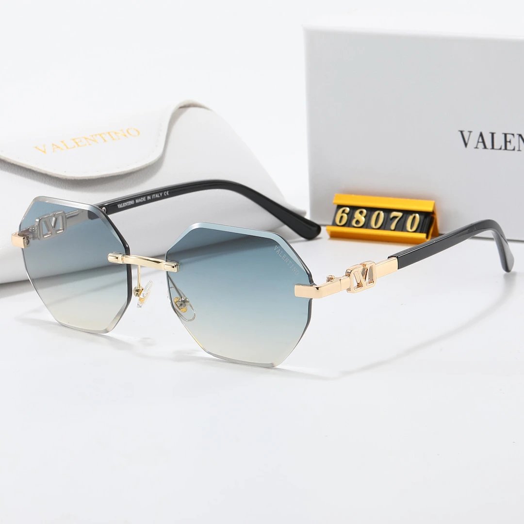 Valentino Gray Tinted Lens Square Sunglasses, Polished Frame Style 05