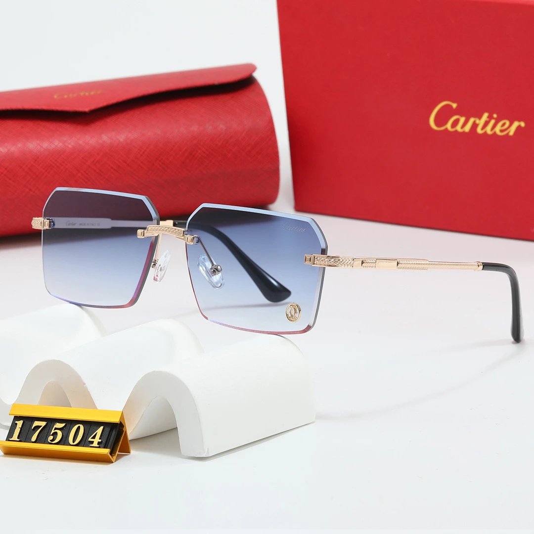 Cartier Tinted Lens Geometric Sunglasses, Polished Frame Style 03