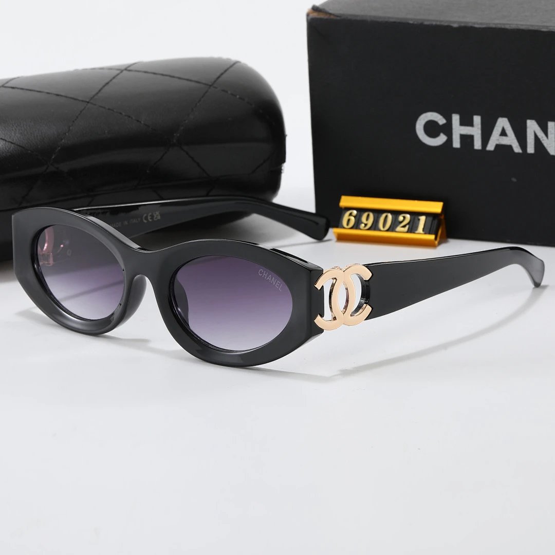 Chanel Black Tinted Lens Square Sunglasses, Polished Frame Style 24