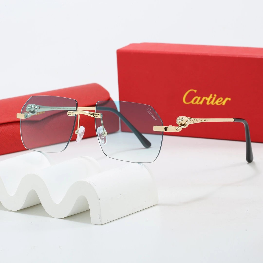 Cartier Red Tinted Lens Geometric Sunglasses, Polished Frame Style 20