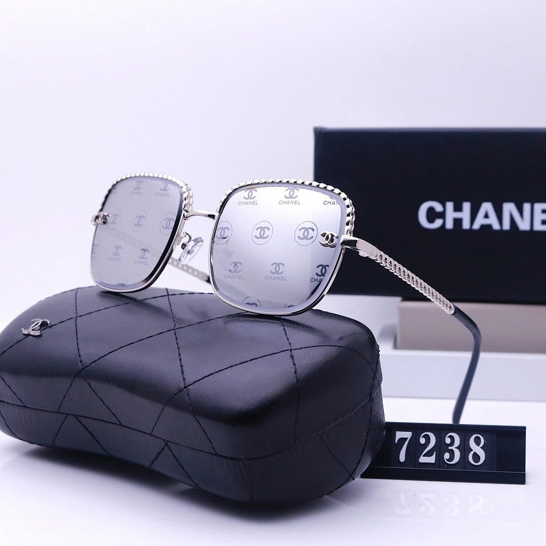 Chanel Black Tinted Lens Square Sunglasses, Polished Frame Style 22