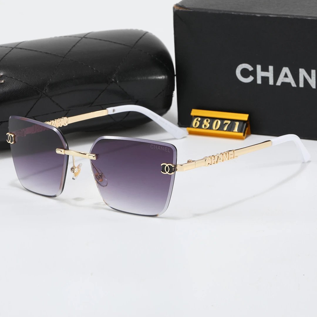 Chanel Black Tinted Lens Square Sunglasses, Polished Frame Style 07