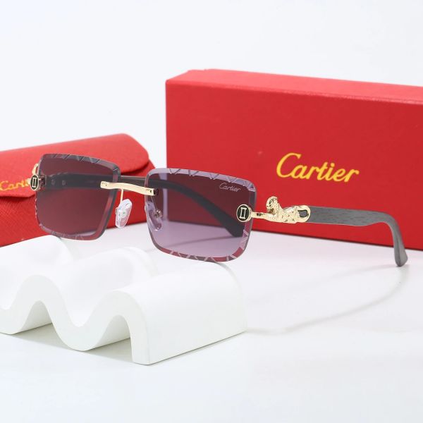 Cartier Red Tinted Lens Geometric Sunglasses, Polished Frame Style 01