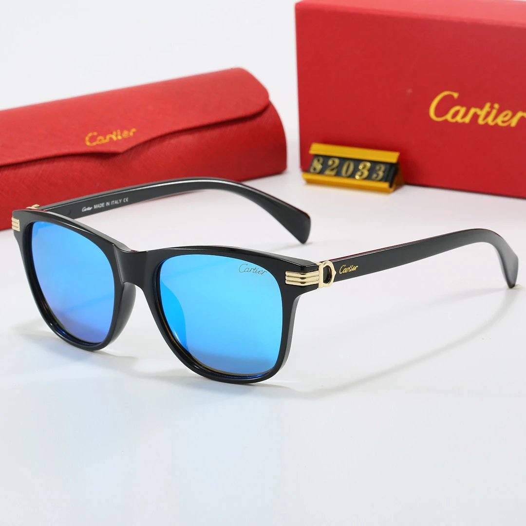Cartier Red Tinted Lens Geometric Sunglasses, Polished Frame Style 05