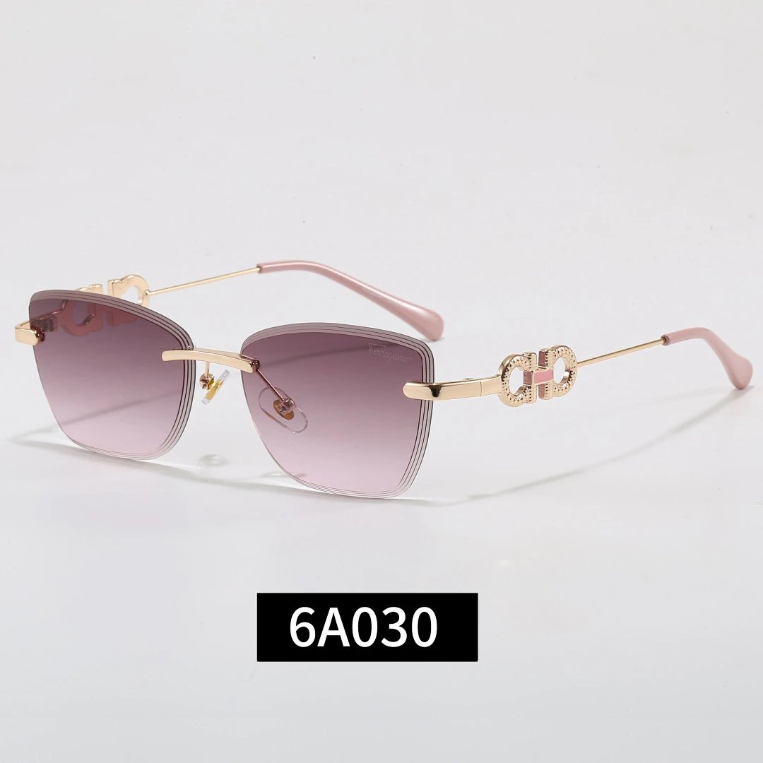 Ferragamo Black Tinted Lens Square Sunglasses, Polished Frame Style 07