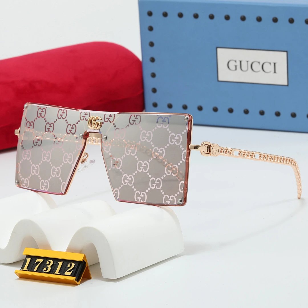 Gucci Tinted Lens Square Sunglasses, Polished Frame Style 13