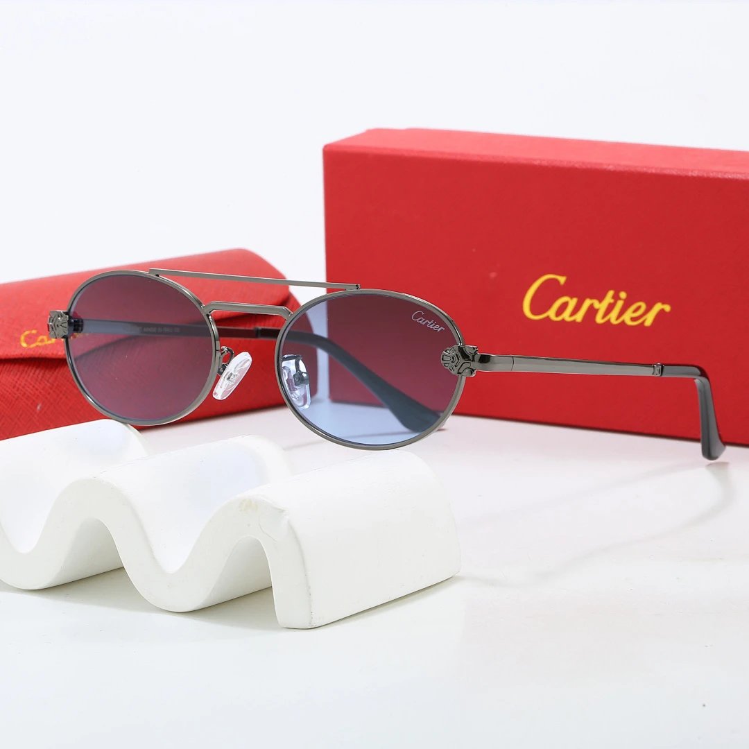 Cartier Red Tinted Lens Geometric Sunglasses, Polished Frame Style 05