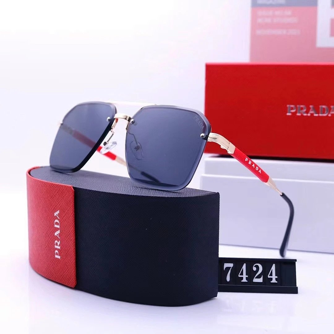Prada Tinted Lens Square Sunglasses, Polished Frame Style 07