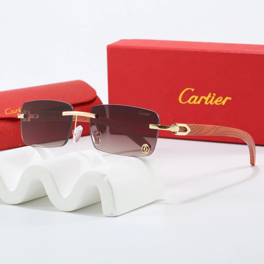 Cartier Red Tinted Lens Geometric Sunglasses, Polished Frame Style 05