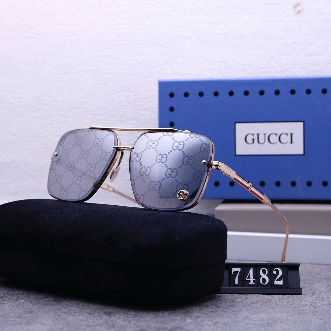 Gucci Blue Tinted Lens Square Sunglasses, Polished Frame Style 12
