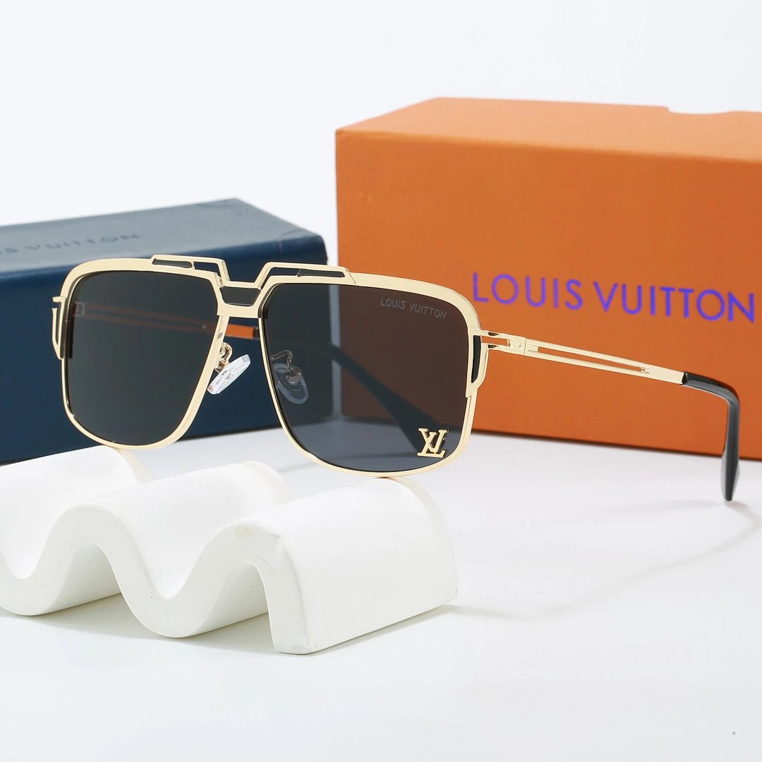Louis Vuitton Brown Tinted Lens Square Sunglasses, Polished Frame Style 22