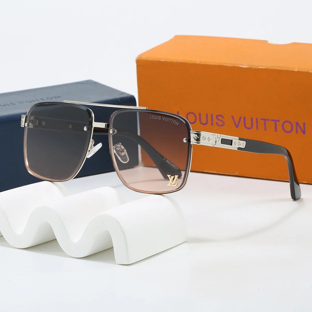 Louis Vuitton Brown Tinted Lens Square Sunglasses, Polished Frame Style 16