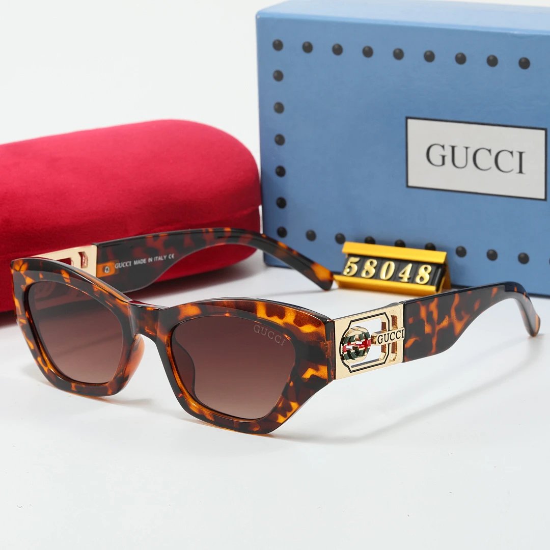 Gucci Brown Tinted Lens Square Sunglasses, Polished Frame Style 08