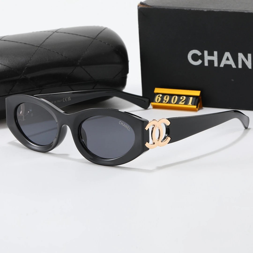 Chanel Black Tinted Lens Square Sunglasses, Polished Frame Style 22