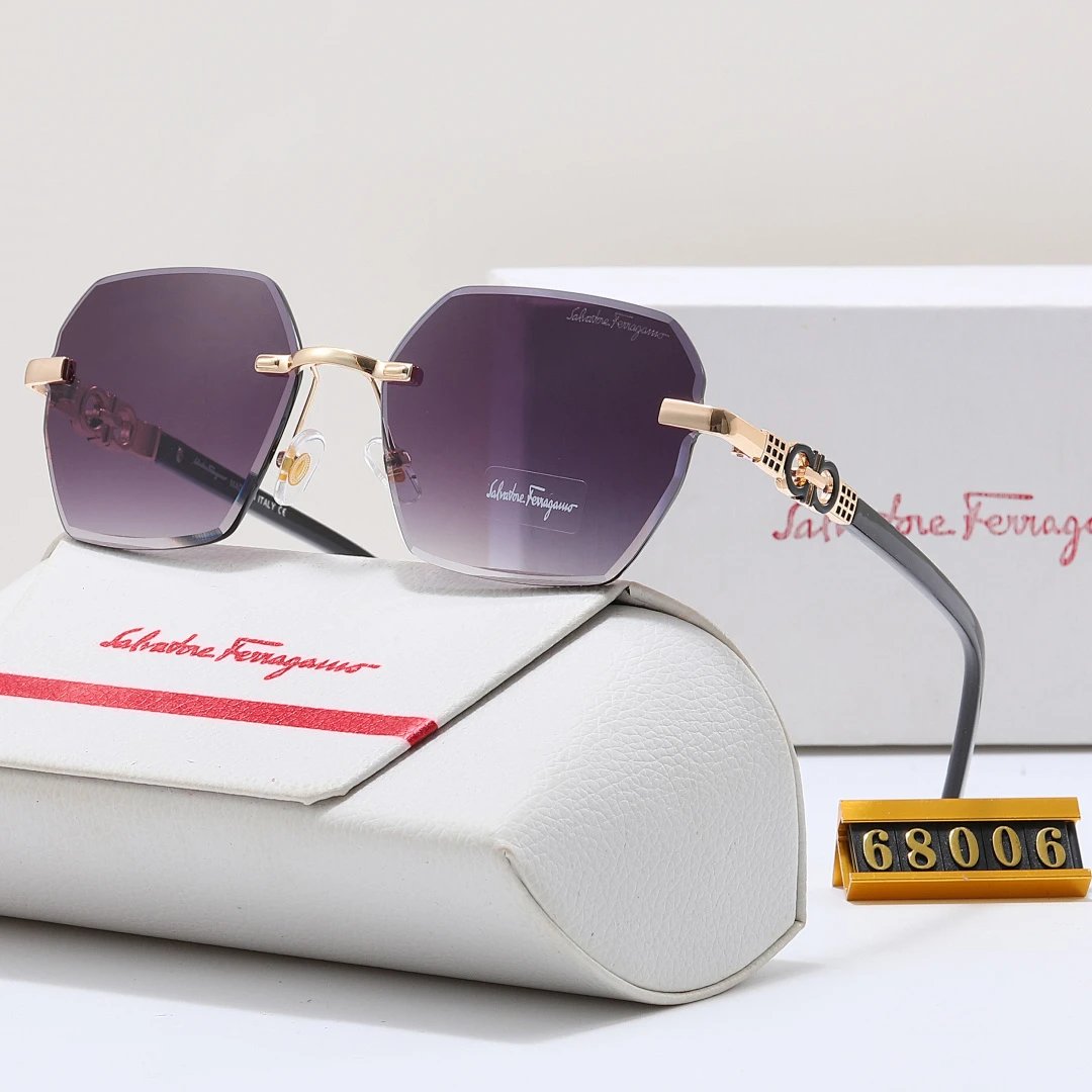 Ferragamo Tinted Lens Square Sunglasses, Polished Frame Style 08