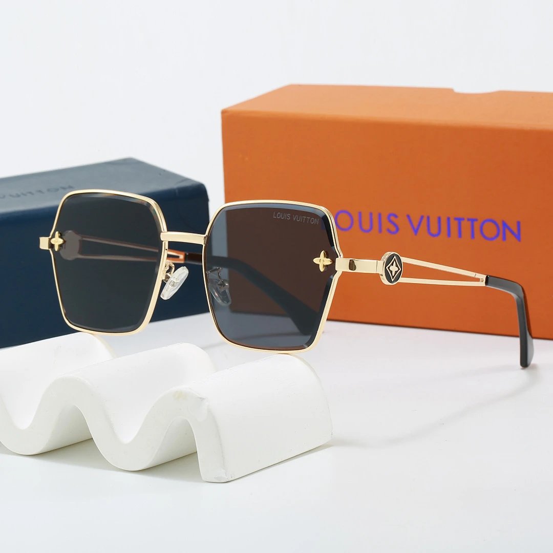 Louis Vuitton Brown Tinted Lens Square Sunglasses, Polished Frame Style 35