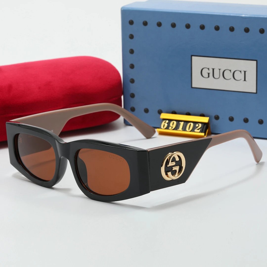 Gucci Tinted Lens Square Sunglasses, Polished Frame Style 23