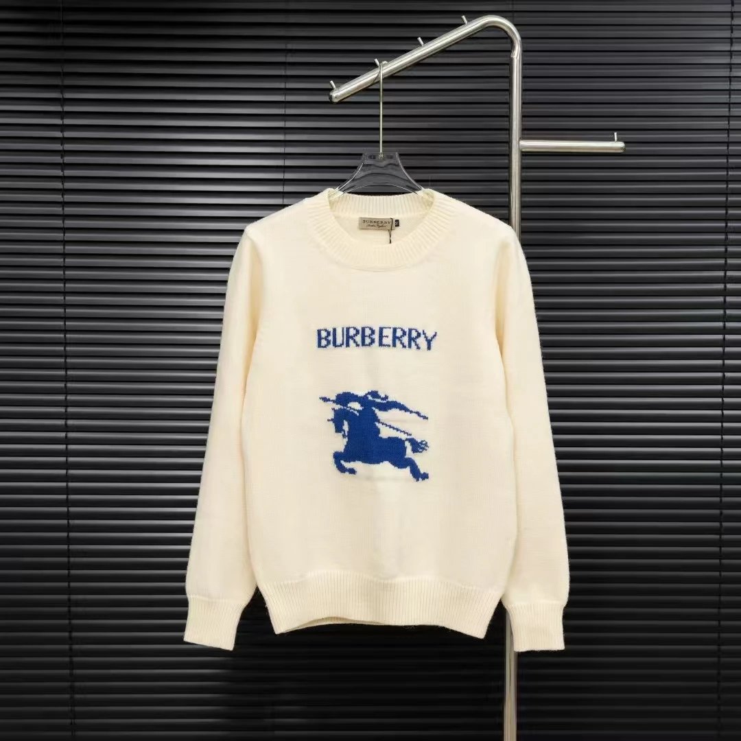 BUR Inlaid Knitted Round Neck Men's and Women's Wool and Cashmere Sweater BBL