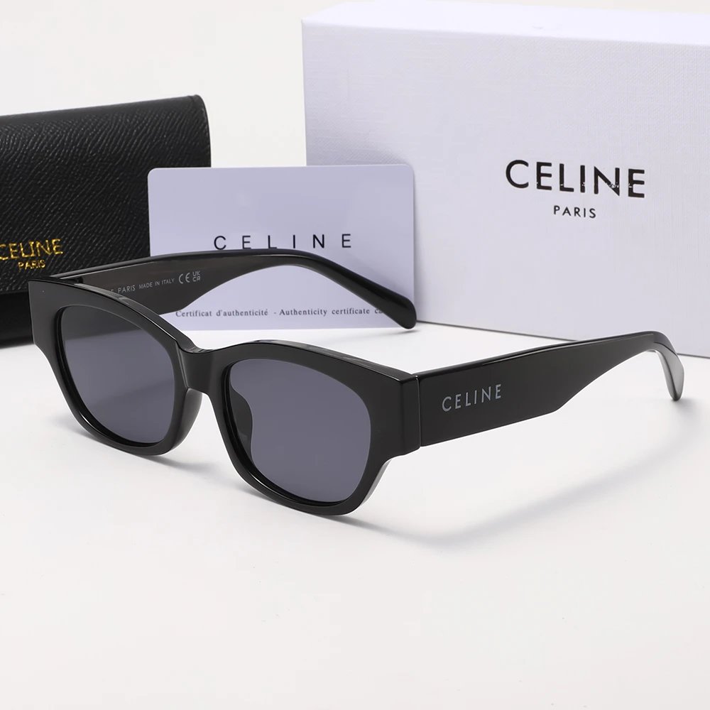 CELINE Black Thick-Frame Cat-Eye Sunglasses - rep Celine